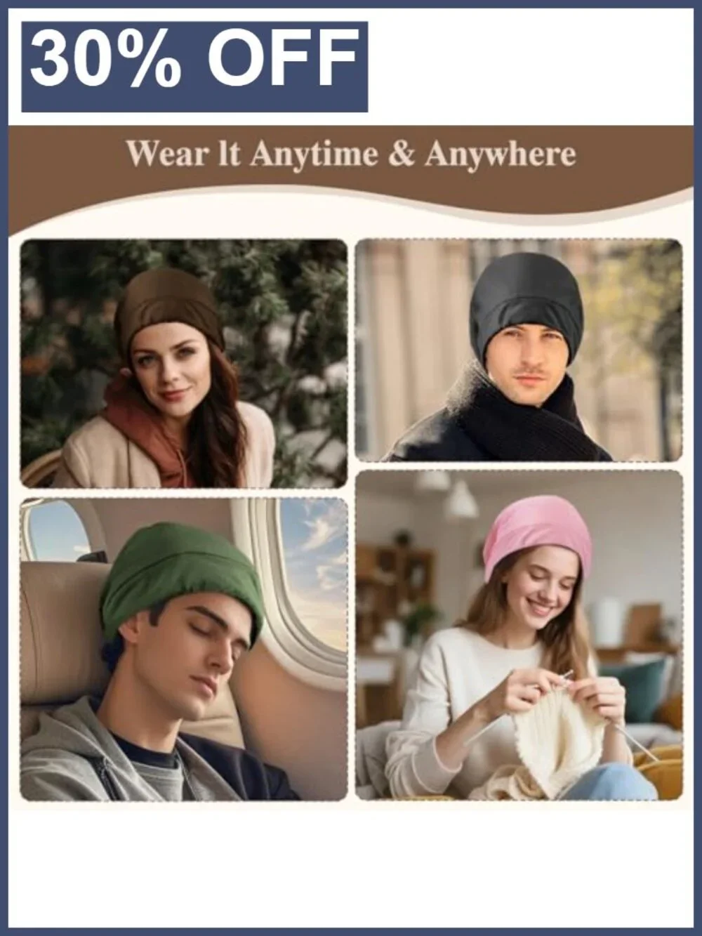 Satin Silk Bonnet Adjustable Soft Lined Sleep Beanie Winter Hat